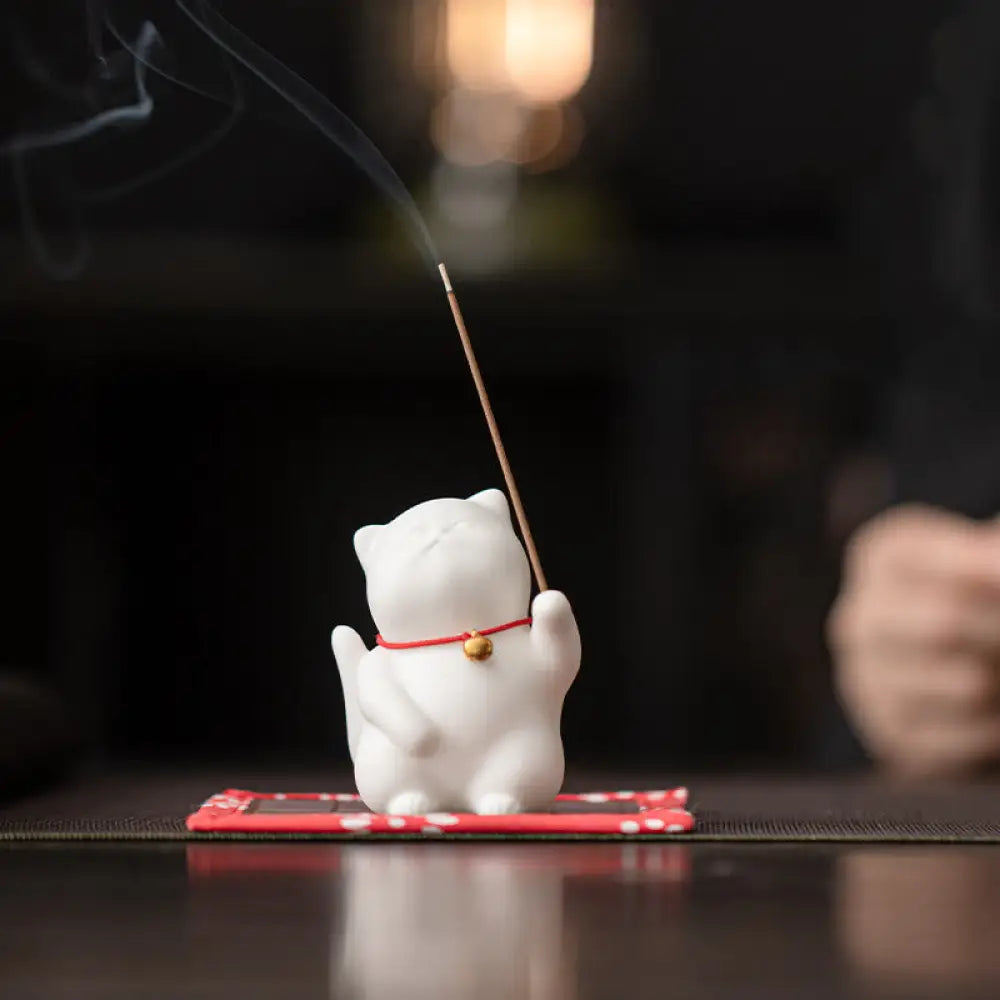BWOOOH ceramic incense burner - Mini Cute Cat Ceramic Healing Incen