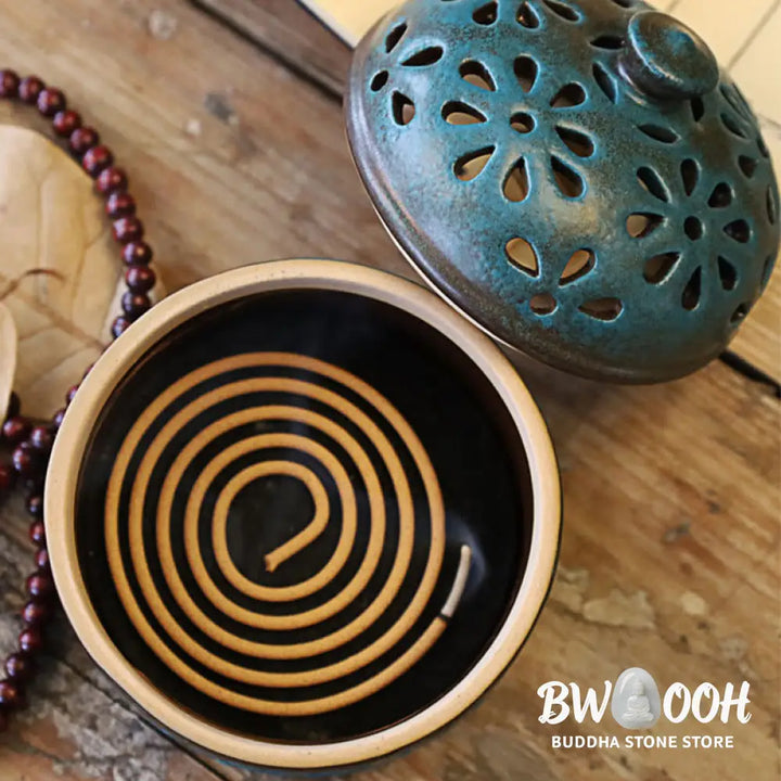 BWOOOH ceramic incense burner - Mini Hollow Spiritual Meditation Ce