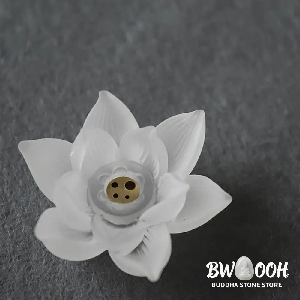 BWOOOH Mini Lotus Liuli Crystal Healing Meditation Stick Incense Burner - White Lotus 6.5*3cm - Decorations