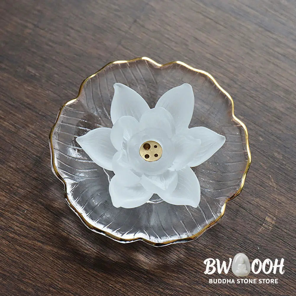 BWOOOH Mini Lotus Liuli Crystal Healing Meditation Stick Incense Burner - White Lotus 6.5*3cm - Decorations