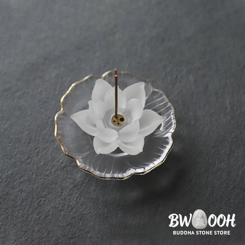 BWOOOH Mini Lotus Liuli Crystal Healing Meditation Stick Incense Burner - White Lotus 6.5*3cm - Decorations