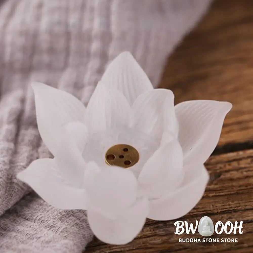 BWOOOH Mini Lotus Liuli Crystal Healing Meditation Stick Incense Burner - White Lotus 6.5*3cm - Decorations
