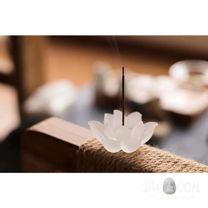 BWOOOH Mini Lotus Liuli Crystal Healing Meditation Stick Incense Burner - White Lotus 6.5*3cm - Decorations