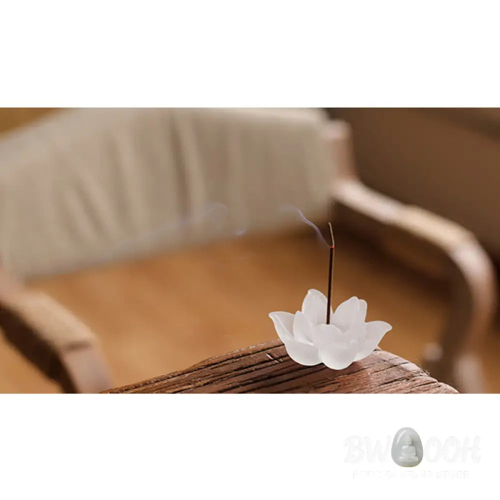 BWOOOH Mini Lotus Liuli Crystal Healing Meditation Stick Incense Burner - White Lotus 6.5*3cm - Decorations