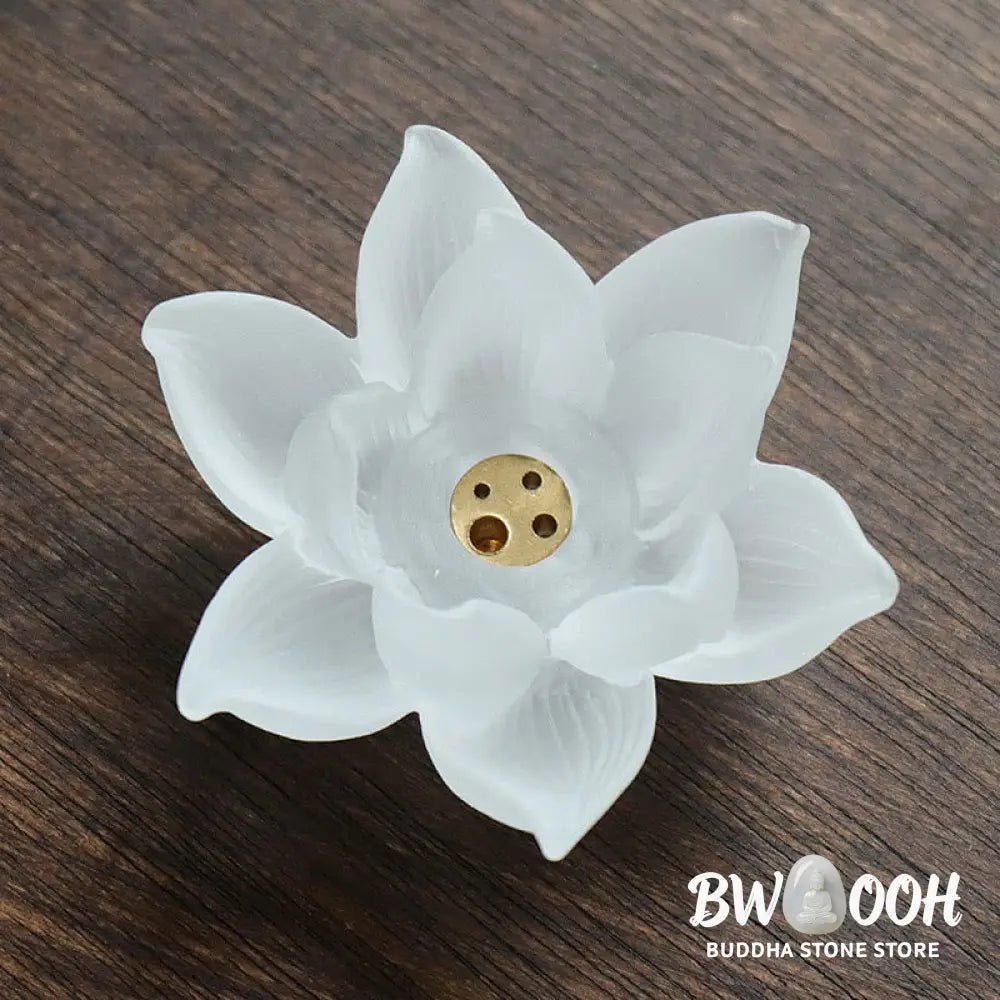 BWOOOH Mini Lotus Liuli Crystal Healing Meditation Stick Incense Burner - White Lotus 6.5*3cm - Decorations