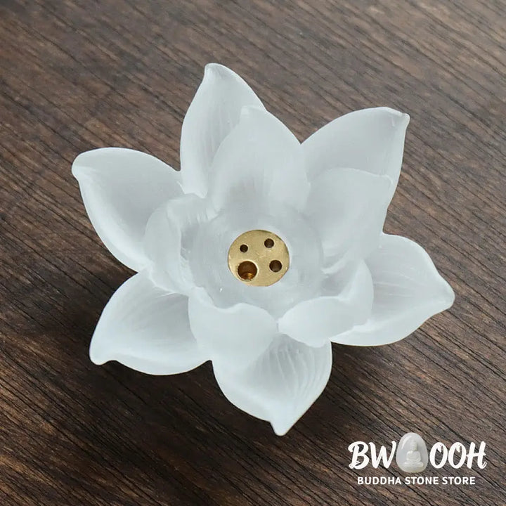 BWOOOH Mini Lotus Liuli Crystal Healing Meditation Stick Incense Burner - White Lotus 6.5*3cm - Decorations