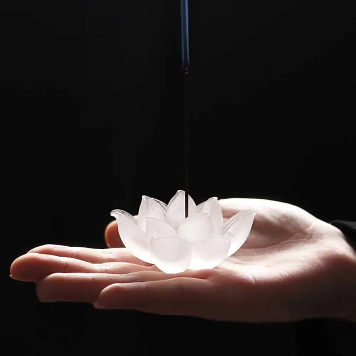 BWOOOH Mini Lotus Liuli Crystal Healing Meditation Stick Incense Burner - White Lotus 6.5*3cm - Decorations