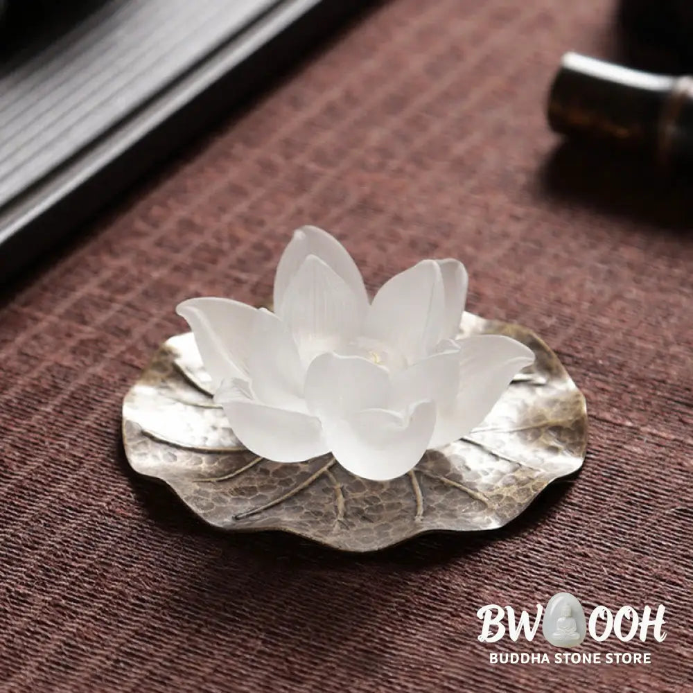 BWOOOH Mini Lotus Liuli Crystal Healing Meditation Stick Incense Burner - White Lotus 6.5*3cm - Decorations
