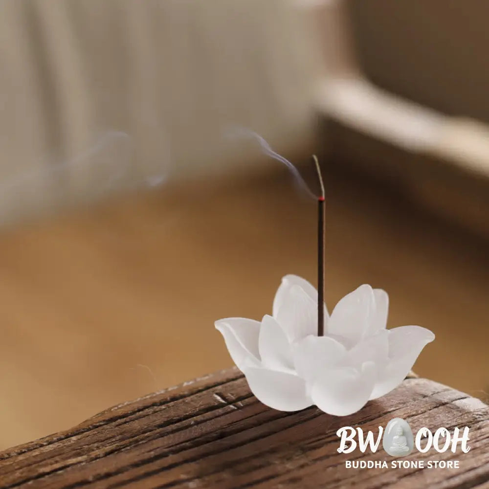 BWOOOH Mini Lotus Liuli Crystal Healing Meditation Stick Incense Burner - White Lotus 6.5*3cm - Decorations