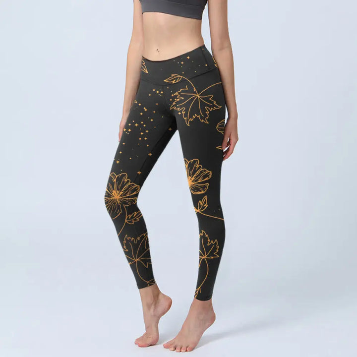 BWOOOH printed yoga leggings - Minimalist Style Flower Leaf Star Print 