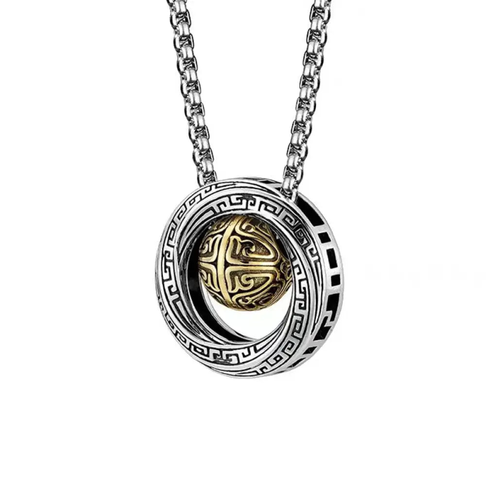 A close-up of the BWOOOH Mobius Lucky Bead Copper Wealth Necklace Pendant, featuring a polished 20mm Mobius copper symbol on a 60cm chain, evoking spiritual grounding and prosperity.