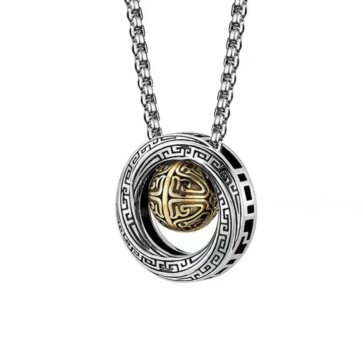 A close-up of the BWOOOH Mobius Lucky Bead Copper Wealth Necklace Pendant, featuring a polished 20mm Mobius copper symbol on a 60cm chain, evoking spiritual grounding and prosperity.