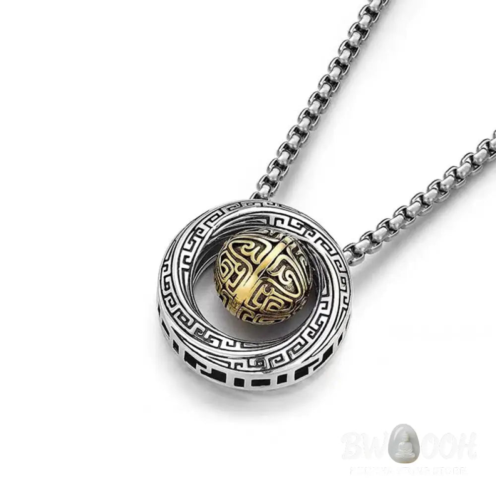 A close-up of the BWOOOH Mobius Lucky Bead Copper Wealth Necklace Pendant, featuring a polished 20mm Mobius copper symbol on a 60cm chain, evoking spiritual grounding and prosperity. - View 4