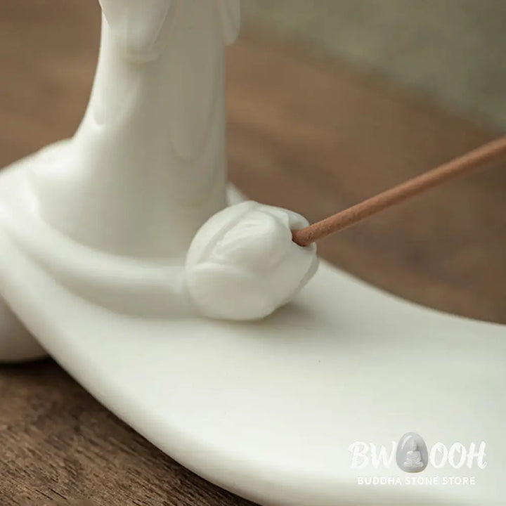 BWOOOH Buddha Monk Ceramic Sea Wave Mountain Blessing Incense Burner Decoration - White 26*5.5*9cm - Incense