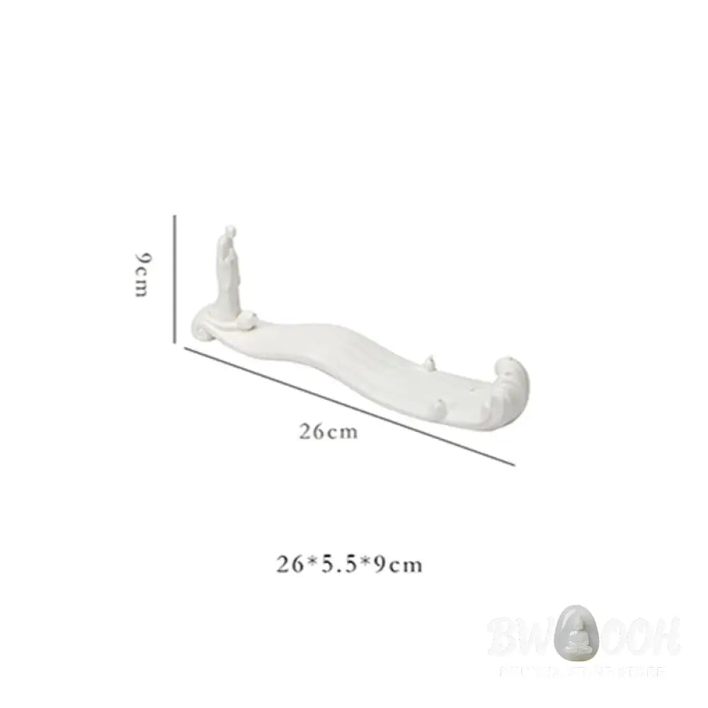BWOOOH Buddha Monk Ceramic Sea Wave Mountain Blessing Incense Burner Decoration - White 26*5.5*9cm - Incense