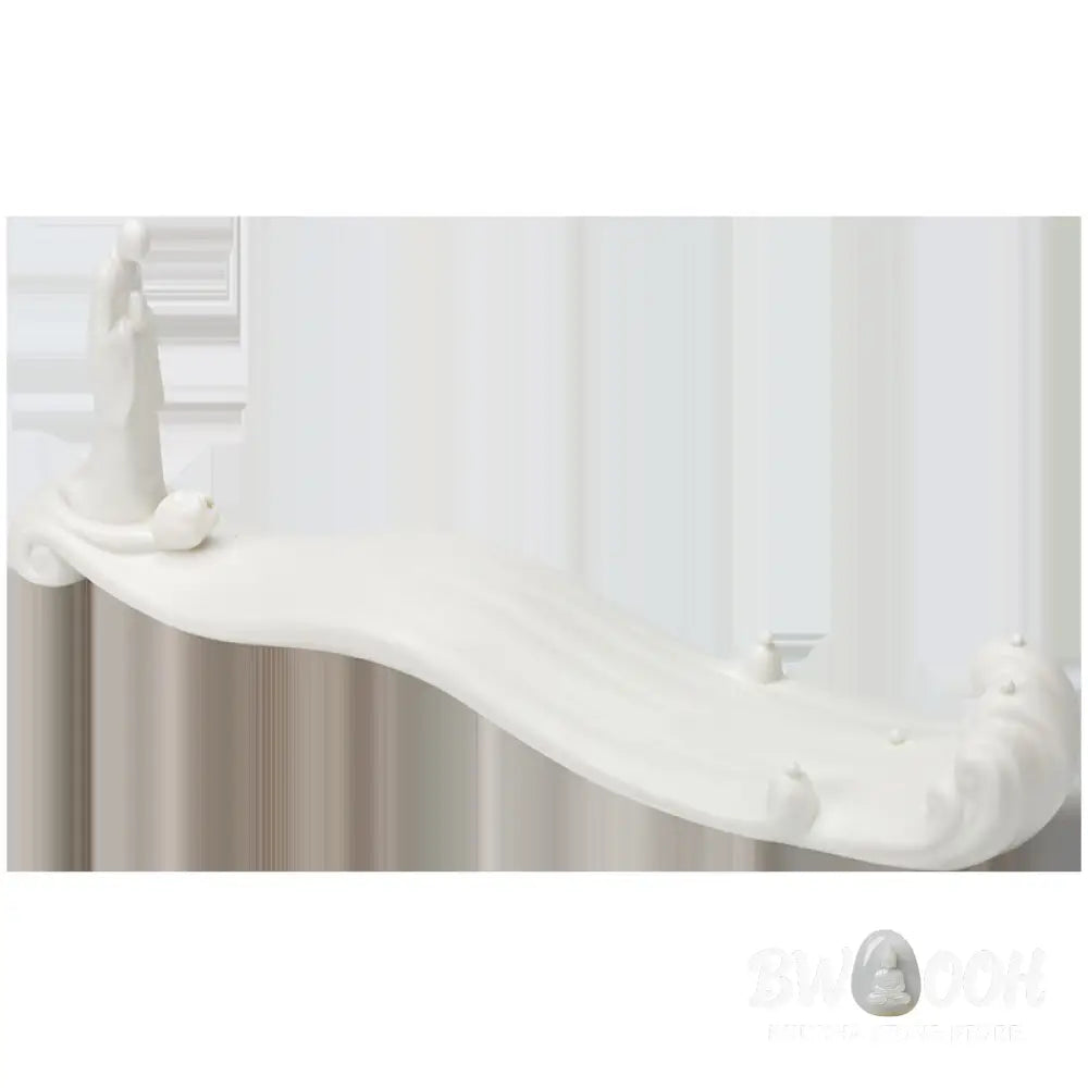 BWOOOH Buddha Monk Ceramic Sea Wave Mountain Blessing Incense Burner Decoration - White 26*5.5*9cm - Incense