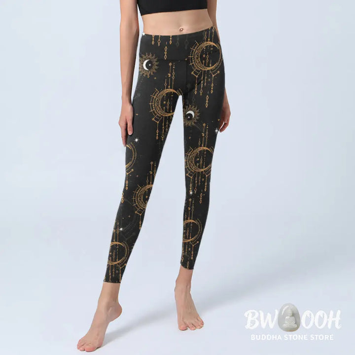 BWOOOH printed yoga leggings - Moon Star Constellation Print Gym Leggin