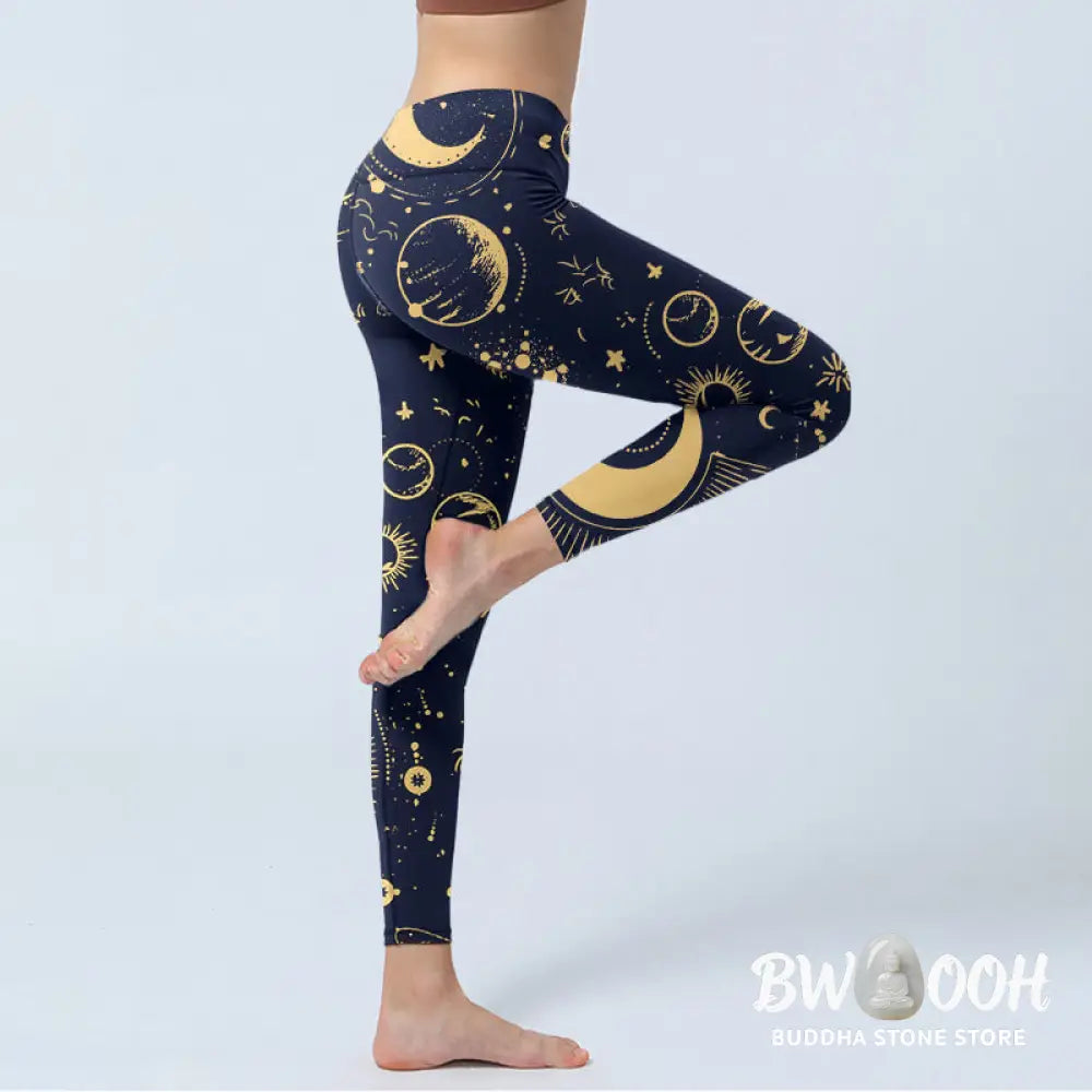BWOOOH printed yoga leggings - Moon Star Universepattern Print Gym Legg