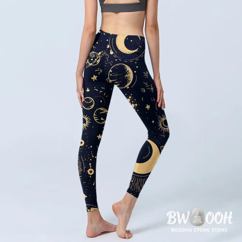 BWOOOH printed yoga leggings - Moon Star Universepattern Print Gym Legg