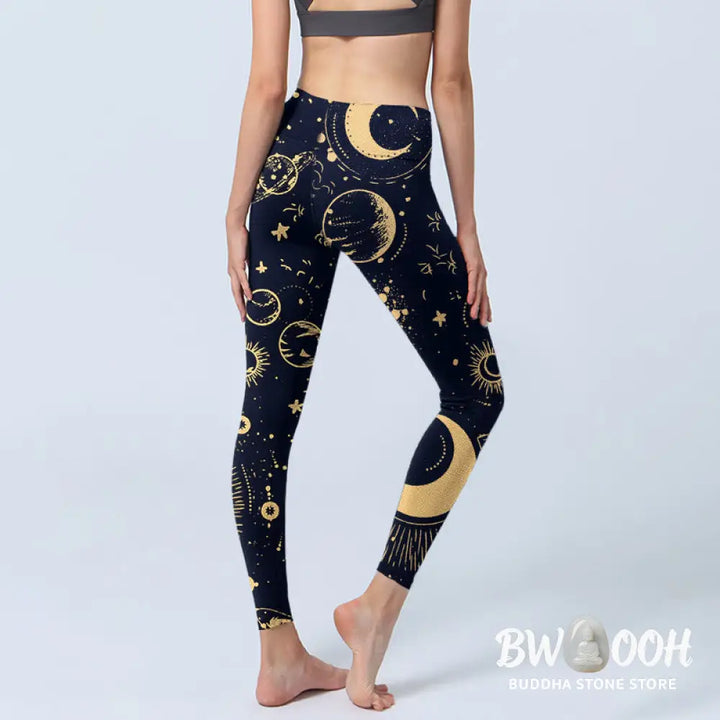 BWOOOH printed yoga leggings - Moon Star Universepattern Print Gym Legg