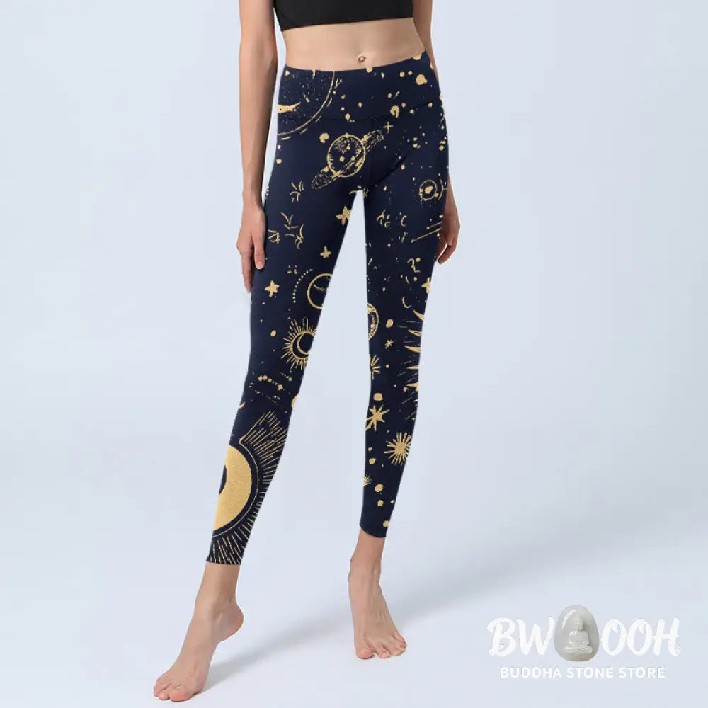 BWOOOH printed yoga leggings - Moon Star Universepattern Print Gym Legg