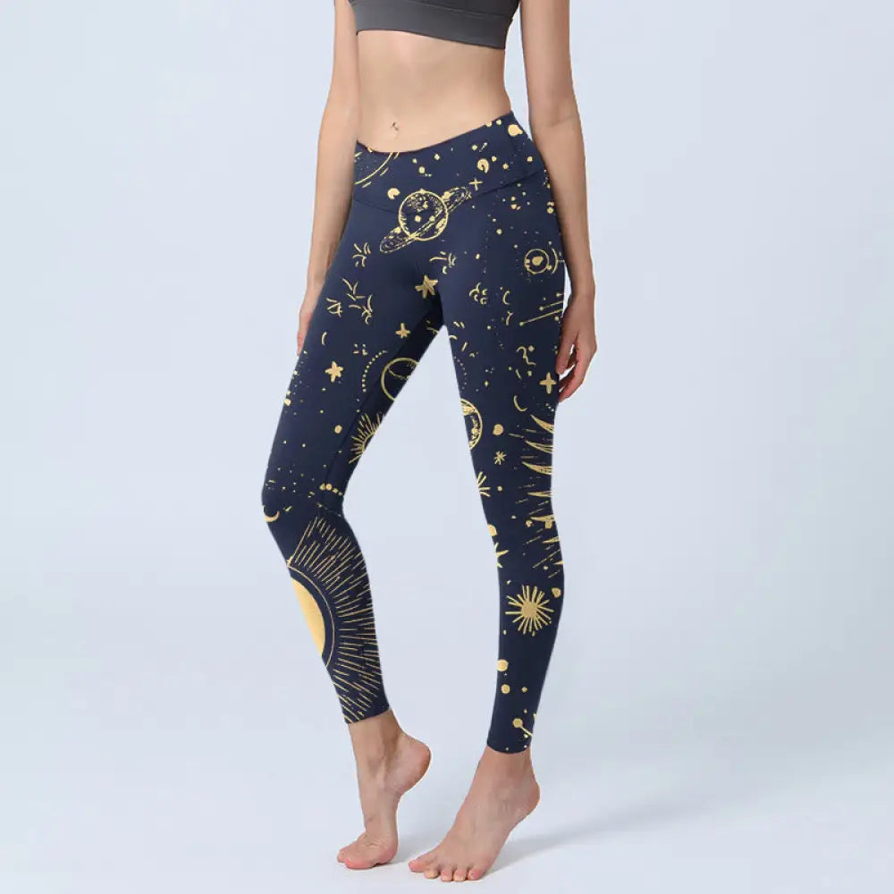 BWOOOH printed yoga leggings - Moon Star Universepattern Print Gym Legg