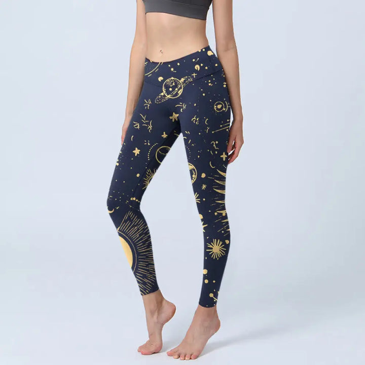 BWOOOH printed yoga leggings - Moon Star Universepattern Print Gym Legg