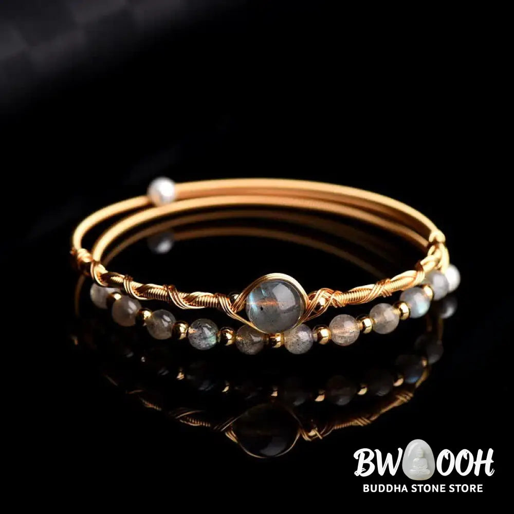 Buddha Stones Moonstone Healing Love Bracelet Bangle - BWOOOH - Moonstone(Love♥Calm) - Bracelet Bangle