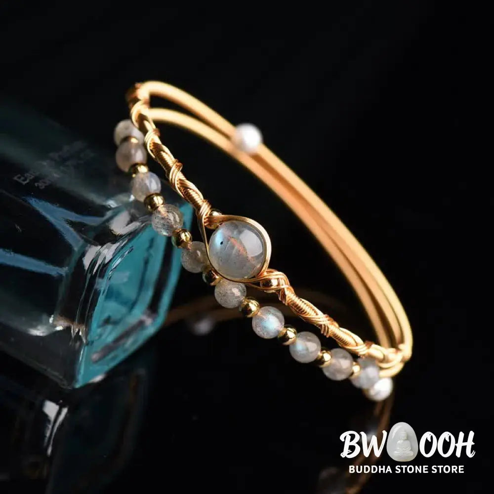 Buddha Stones Moonstone Healing Love Bracelet Bangle - BWOOOH - Moonstone(Love♥Calm) - Bracelet Bangle