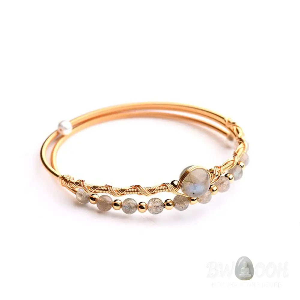 Buddha Stones Moonstone Healing Love Bracelet Bangle - BWOOOH - Moonstone(Love♥Calm) - Bracelet Bangle