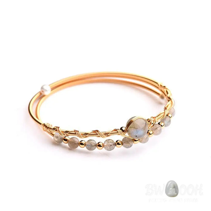 Buddha Stones Moonstone Healing Love Bracelet Bangle - BWOOOH - Moonstone(Love♥Calm) - Bracelet Bangle