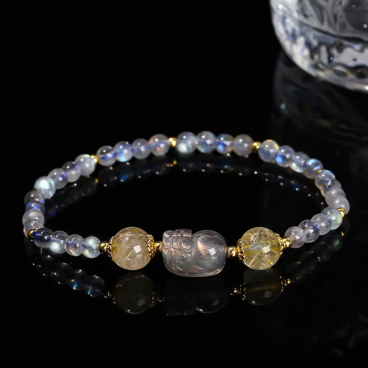 BWOOOH Moonstone Strawberry Quartz Tourmaline PiXiu Healing Bracelet - BWOOOH - Moonstone(Wrist Circumference