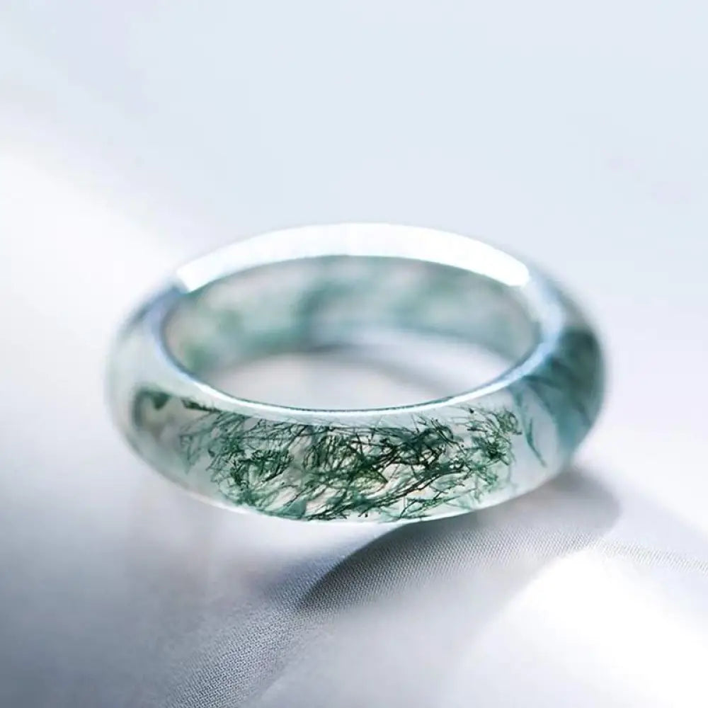 Buddha Stones Moss Agate Healing Balance Ring - BWOOOH - 16mm - Rings