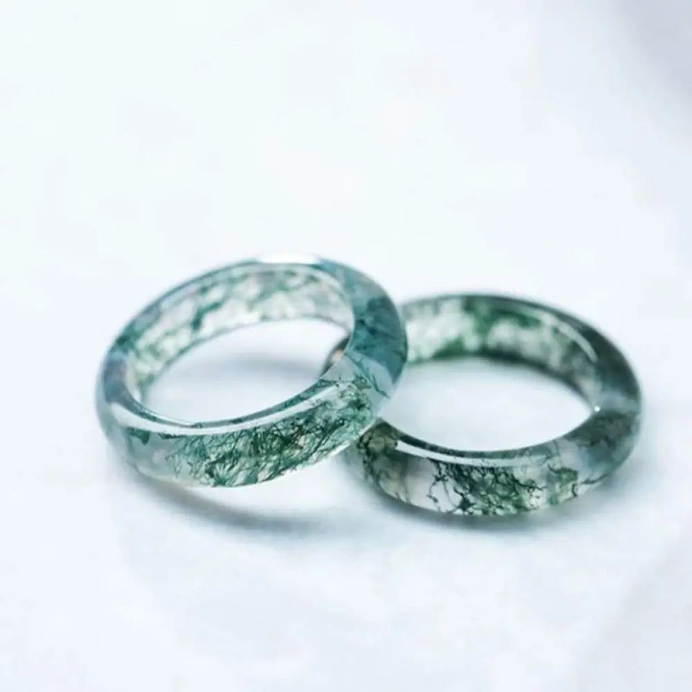 BWOOOH Moss Agate Healing Balance Ring — Moss Agate crystal healing bracelet for spiritual healing and mindful living