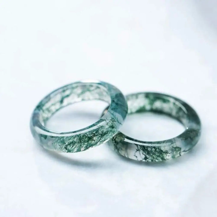 BWOOOH Moss Agate Healing Balance Ring — Moss Agate crystal healing bracelet for spiritual healing and mindful living