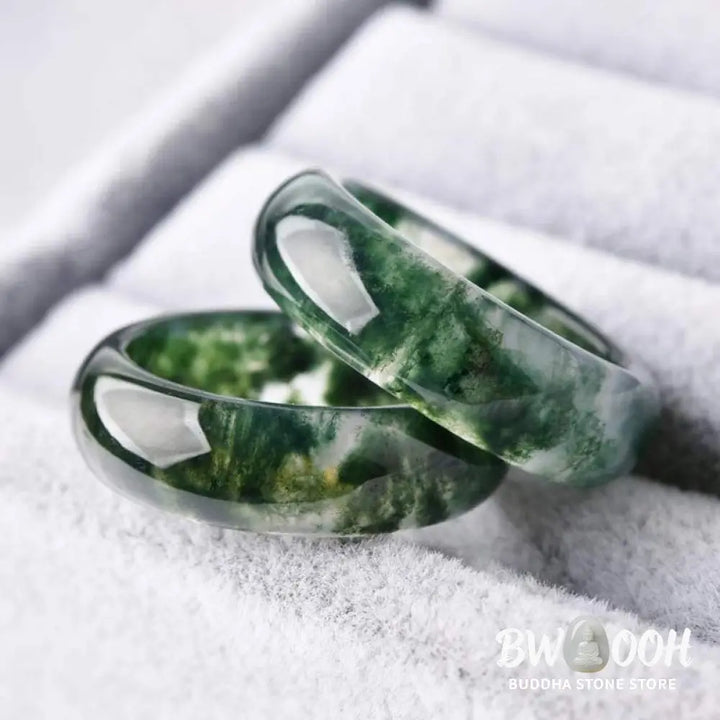 Buddha Stones Moss Agate Healing Balance Ring - BWOOOH - Rings