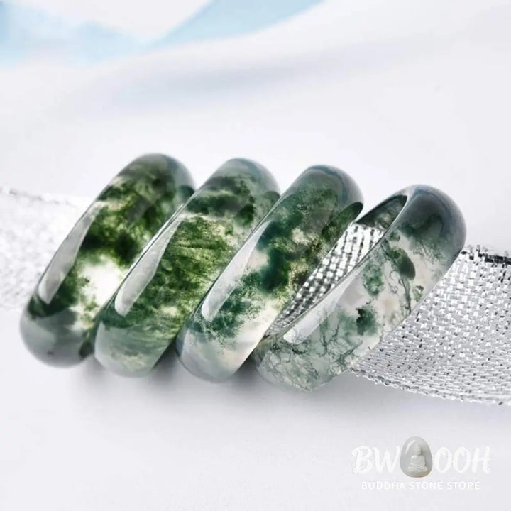 Buddha Stones Moss Agate Healing Balance Ring - BWOOOH - Rings