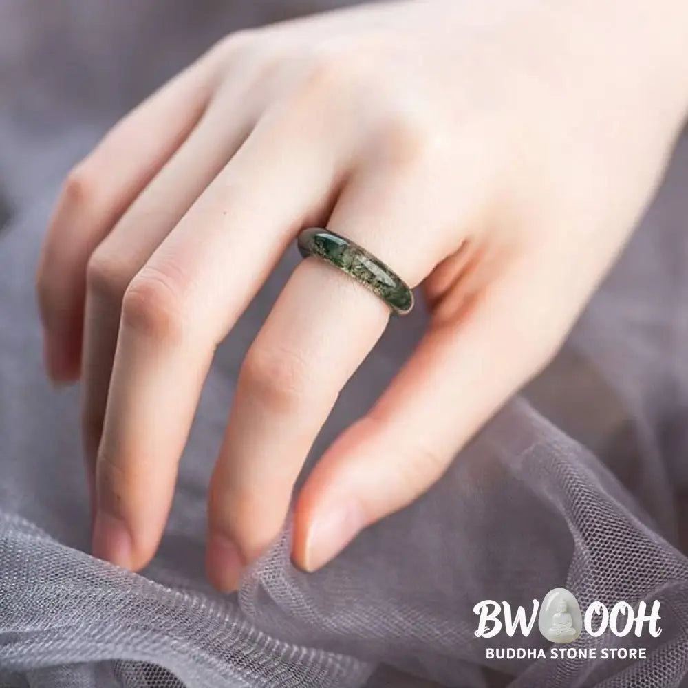 Buddha Stones Moss Agate Healing Balance Ring - BWOOOH - Rings