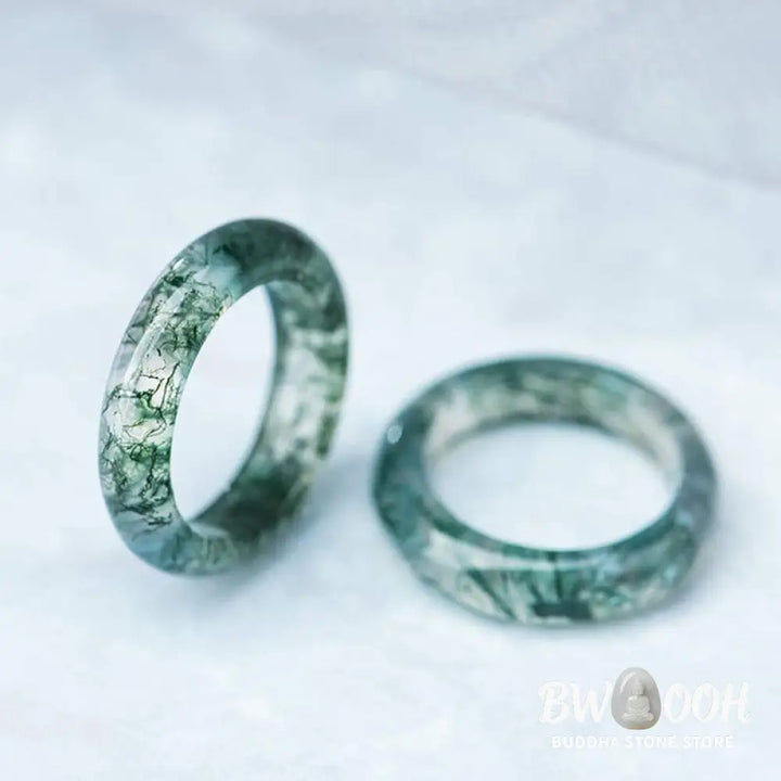 Buddha Stones Moss Agate Healing Balance Ring - BWOOOH - Rings