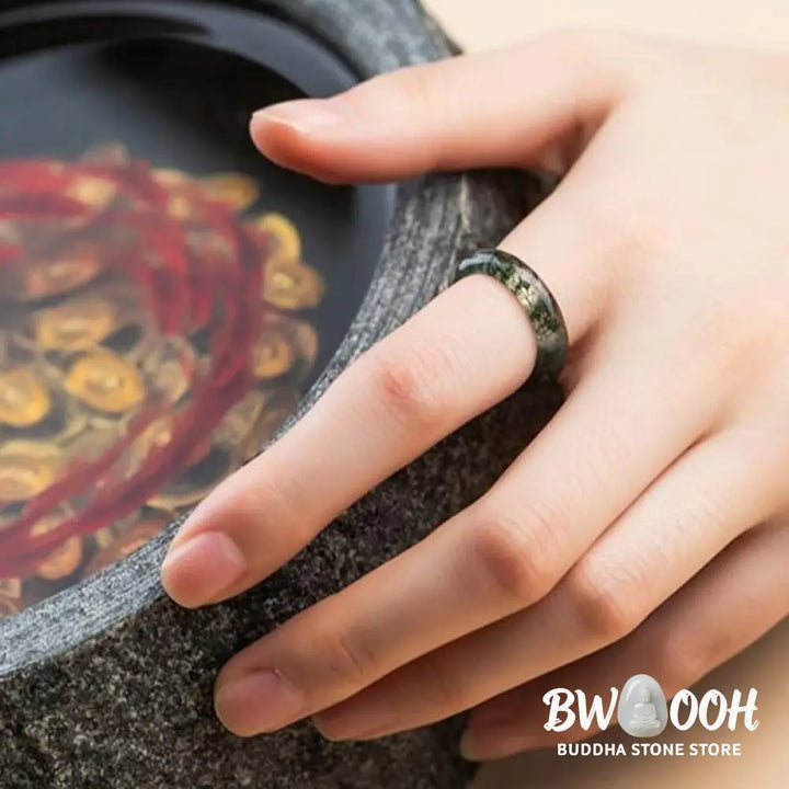 Buddha Stones Moss Agate Healing Balance Ring - BWOOOH - Rings