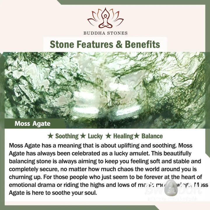 Buddha Stones Moss Agate Healing Balance Ring - BWOOOH - Rings
