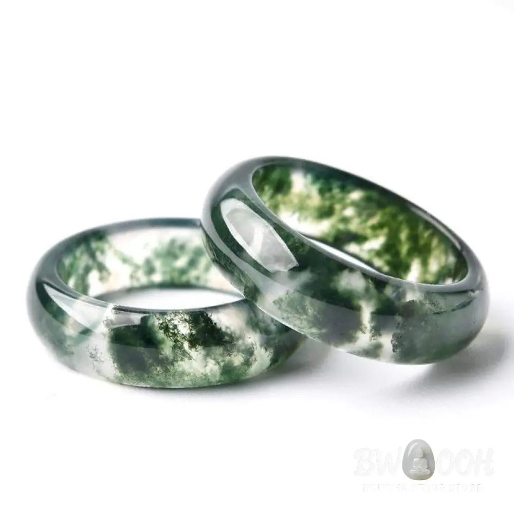 Buddha Stones Moss Agate Healing Balance Ring - BWOOOH - Rings
