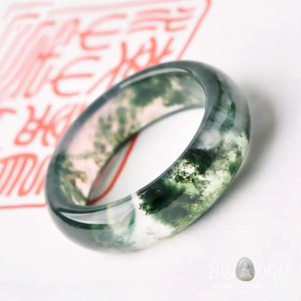 Buddha Stones Moss Agate Healing Balance Ring - BWOOOH - Rings