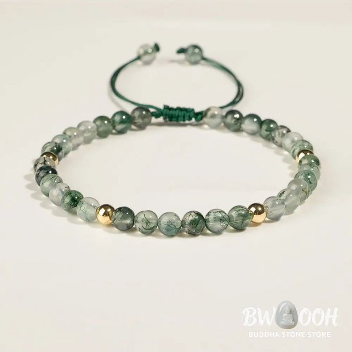 Buddha Stones Moss Agate Lucky Balance Bracelet - BWOOOH - Bracelet