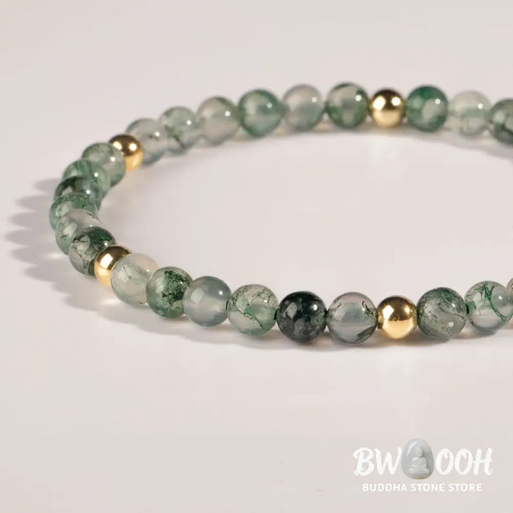 Buddha Stones Moss Agate Lucky Balance Bracelet - BWOOOH - Bracelet