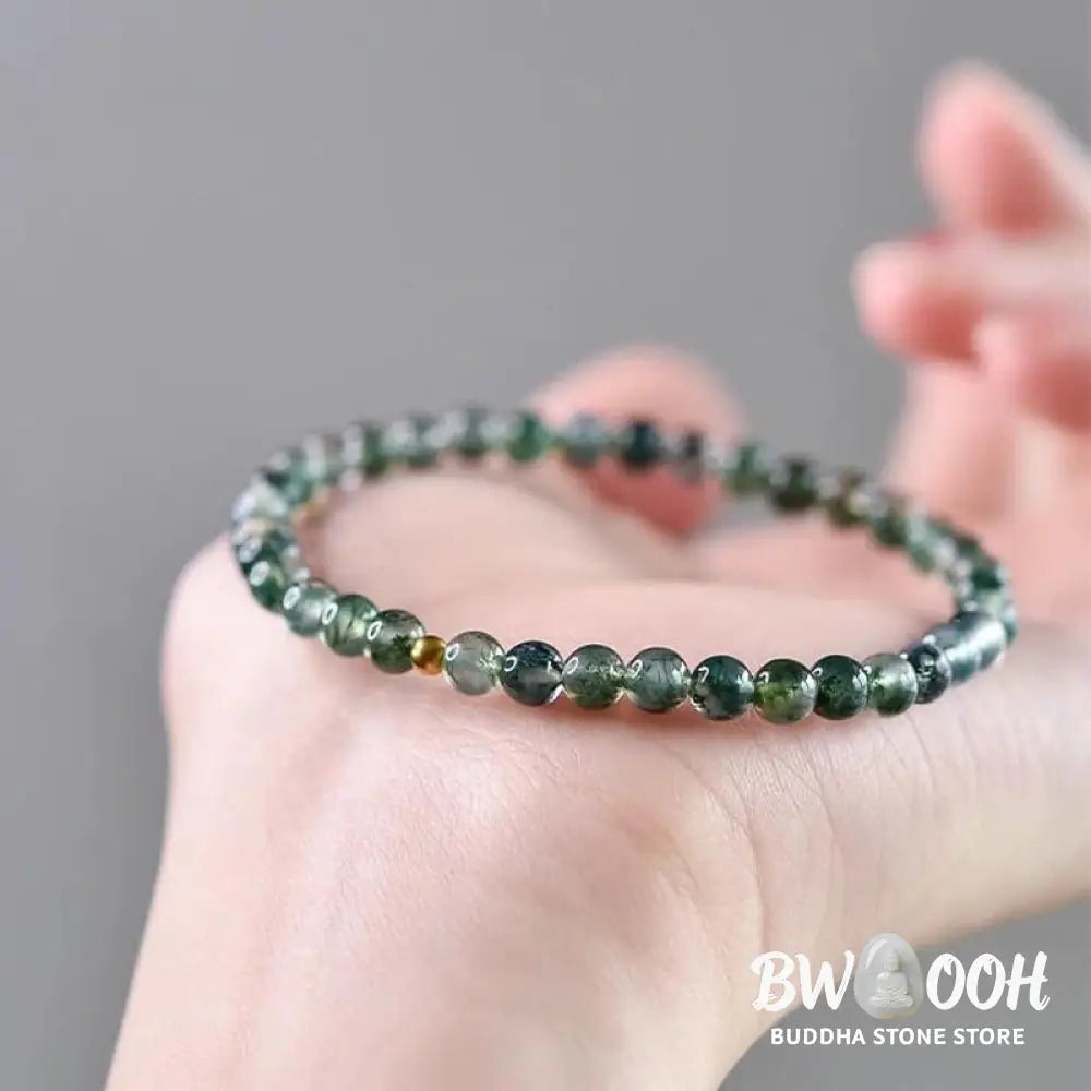 Buddha Stones Moss Agate Lucky Bead Soothing Bracelet - BWOOOH - Bracelet