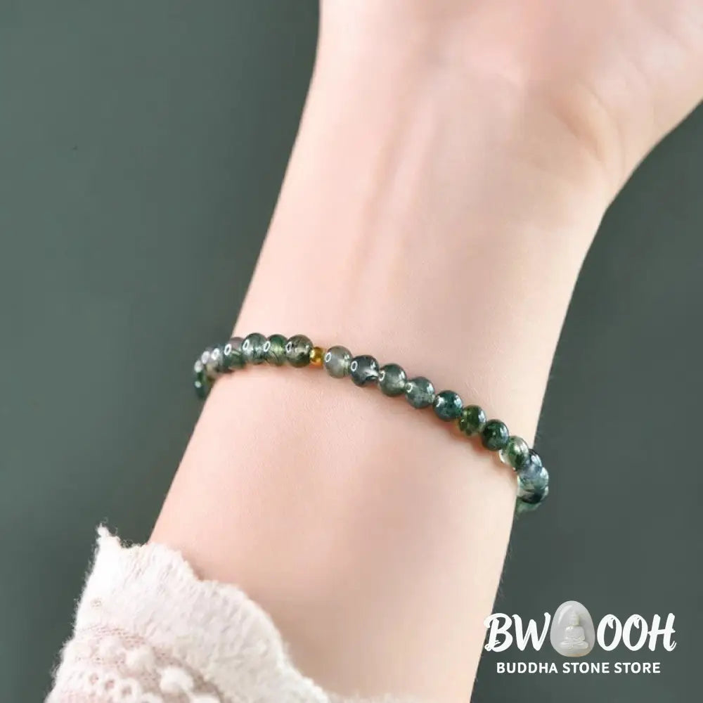 Buddha Stones Moss Agate Lucky Bead Soothing Bracelet - BWOOOH - Bracelet