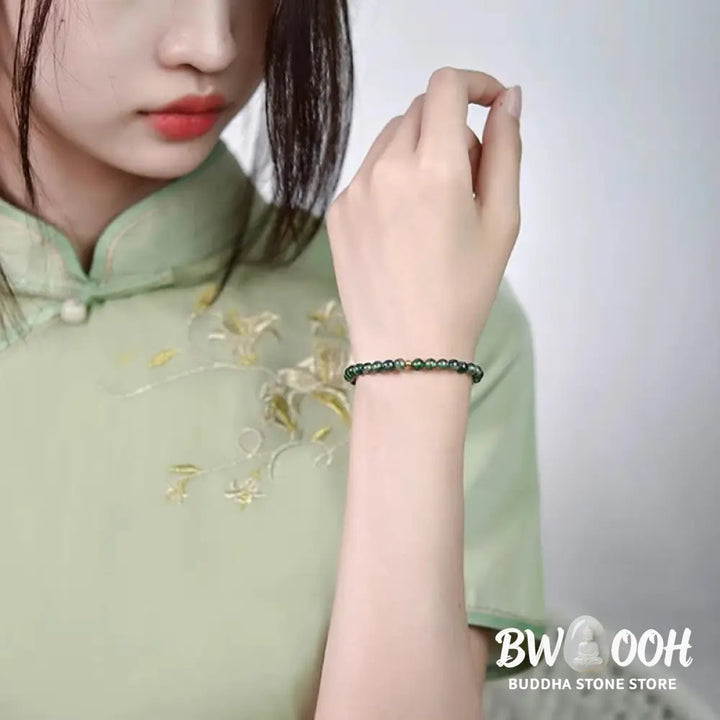 Buddha Stones Moss Agate Lucky Bead Soothing Bracelet - BWOOOH - Bracelet