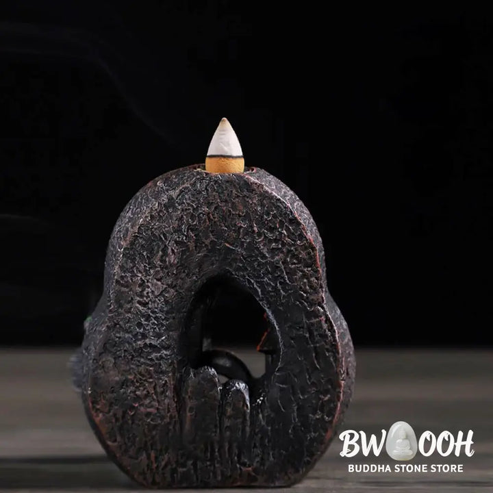 BWOOOH Mountain Bridges Pattern Meditation Resin Backflow Incense Burner - Caves Blessed Place 10.5*6*12cm