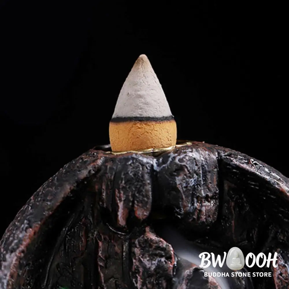 BWOOOH Mountain Bridges Pattern Meditation Resin Backflow Incense Burner - Caves Blessed Place 10.5*6*12cm